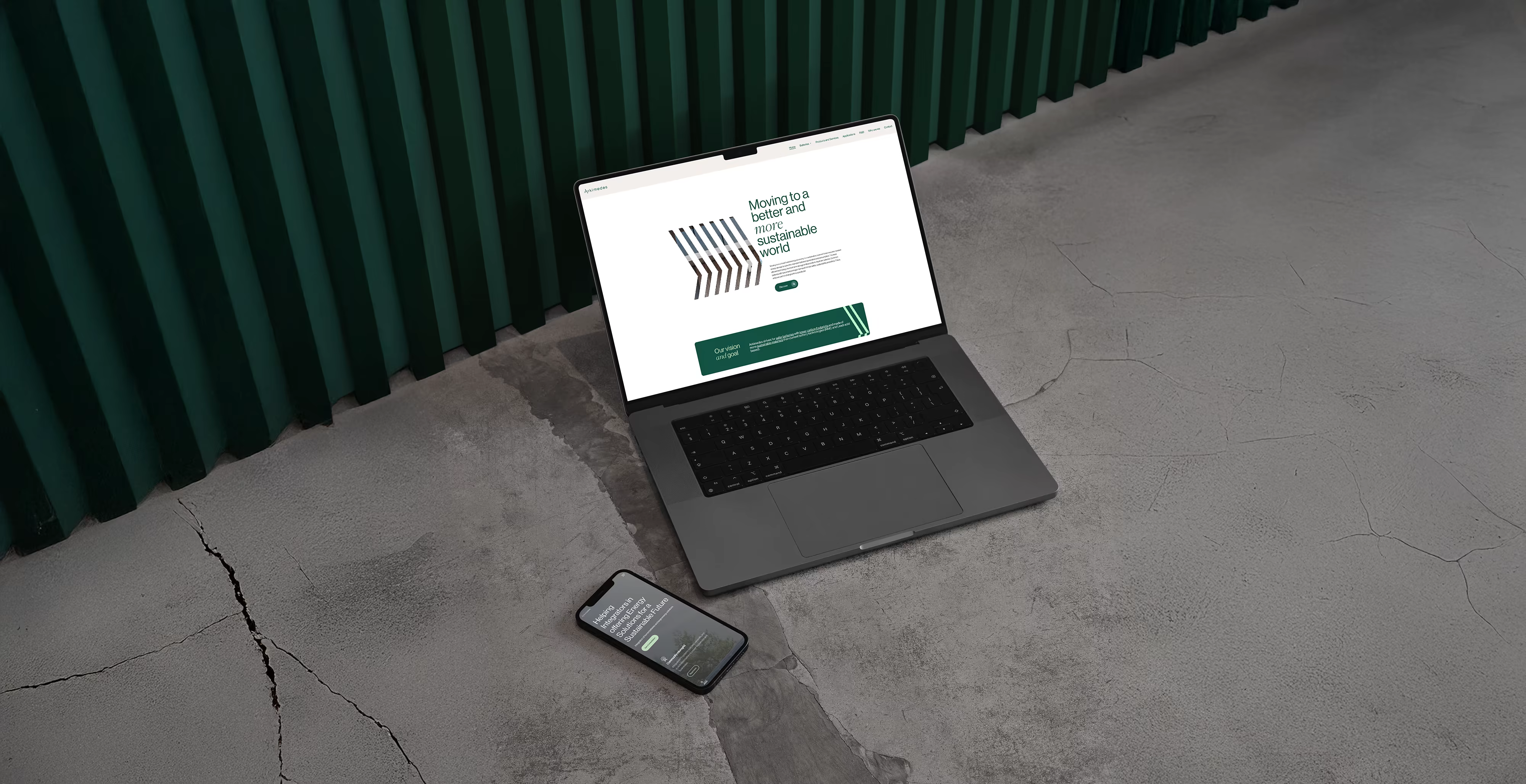 Arkimedes clean energy website on MacBook mockup by Jesse Johnson